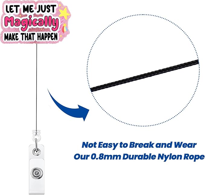 Let Me Just Magically Make That Happen Funny Nurse Badge Reel, Pink Retractable ID Badge Holder, Name Tag Badge Buddy for RN LPN ED PMO Rehab Night Shift Nurse Nursing Student Healthcare Workers