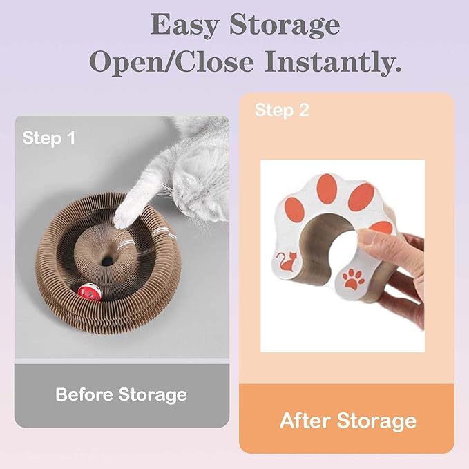 Kitty Cat Toy Scratching Board,Magic Organ Cat Toy, Made of Recyclable Corrugated Cardboard,cat Scratch Board Equipped with Balls and Bells,Scratch-Resistant and Abrasion-Resistant,Foldable for Indoor