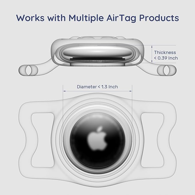 WhoseID Apple Airtag Holder for Dog Collar - IPX8 Waterproof, Lightweight & Soft Silicone Case for Air Tag, Adjustable Fit Dog Cat Pet Collars (Rose, 1 Pack)