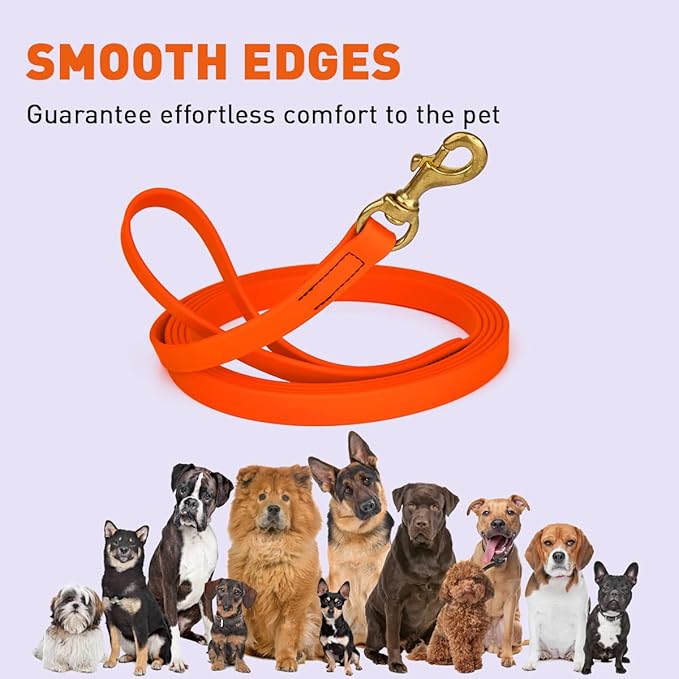 Viper K9 Biothane Working Dog Leash Waterproof Lead for Tracking Training Schutzhund Dog Sport & Search - Odor-Proof Long Line with Solid Brass Snap for Puppy Medium and Large 3/4" x 33ft HunterOrange