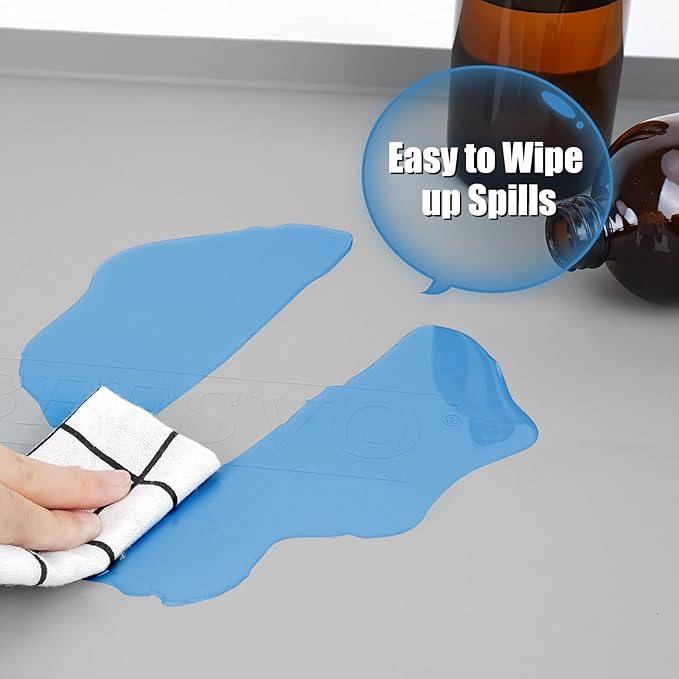 Under Sink Mat for Kitchen Waterproof, 19" x 19" Silicone Under Sink Liner Kitchen & Bathroom Cabinet Protector Mats, Heavy Duty Flexible Under Sink Drip Tray with Lip, Cool Grey