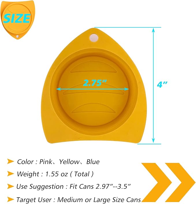 Kwispel 3 Pack Dog Cat Food Can Lids - Silicone Stretch Lids Covers for Pet Food Cans, Reusable Universal Size Fit Medium and Large Size Cans