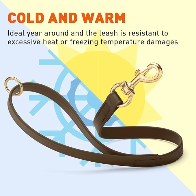 Viper Biothane K9 Working Dog Leash Waterproof Lead for Tracking Training Schutzhund Odor-Proof Long Line with Solid Brass Snap for Puppy Medium and Large Dogs 20in, Dark Chocolate Brown