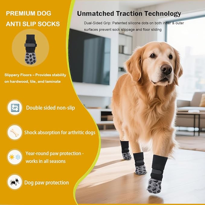 ‌VALFRID Dog Paw Protector Pads,Anti-Slip Grips for Hardwood Floors,Best for Hot Pavement,Strong Self-Adhesive Traction Stickers for Senior Dog Essentials XS