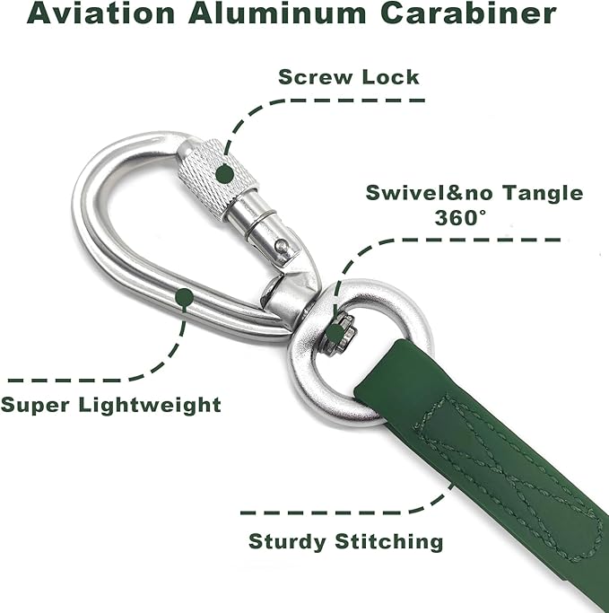 ZALER Long Dog Leash Waterproof Training Leashes 50ft 30ft 20ft 15ft 10ft 6ft, Odor Proof Recall Long Line Lead with Aviation Aluminum Carabiner Clip for Small, Medium, Large Dogs (30FT, Forest Green)