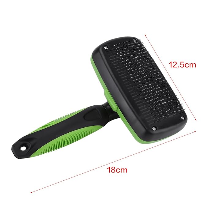 Self Cleaning Pet Slicker Brush Comb, Professional Grooming Tool for Dogs and Cats, Stainless Steel with Retractable Button, Ergonomic Handle for Long Short Thick Wiry or