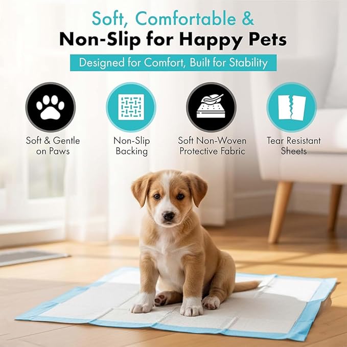 TBM Puppy Pads 100 Count - 23.6" x 23.6" - Super Absorbent Pee Pads for Dogs - Premium Leak-Proof - Pets Potty Training Essentials - Disposable Quick- Dry Pads for Puppies | Cats | Rabbits