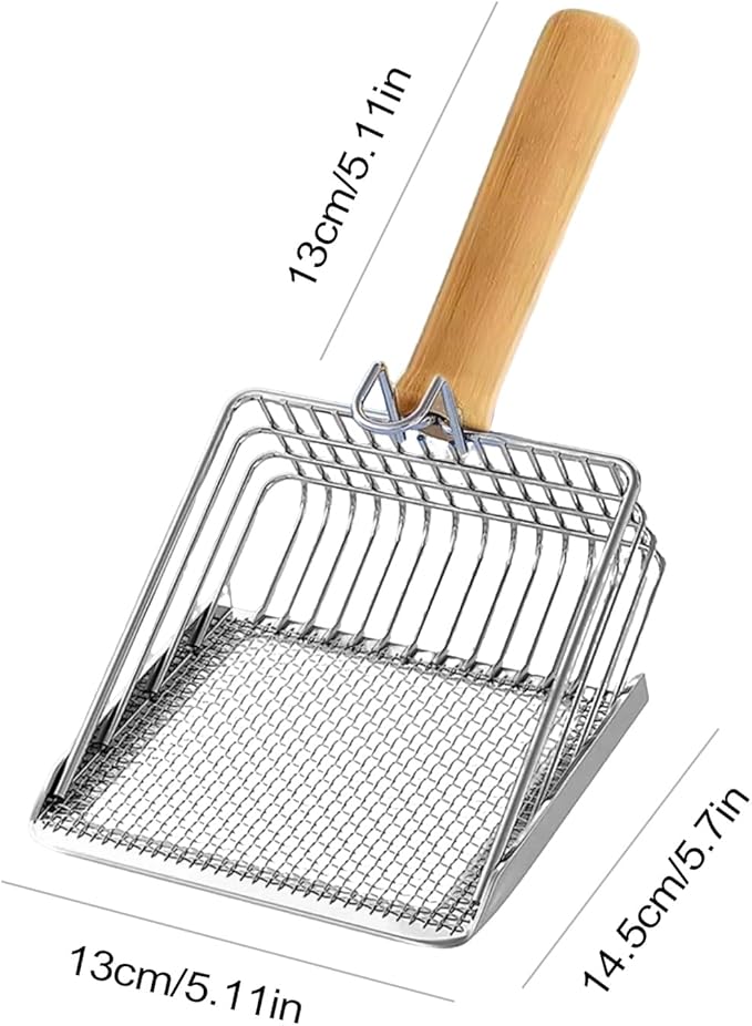 Feline Scoop - Metal Litter Shovel for Waste Sorting | Stainless Steel Sifter Tool Odor Control Helper with Nonstick Blade Firm Handle & Precision Slot Design for Kitten Care, Daily Cleaning