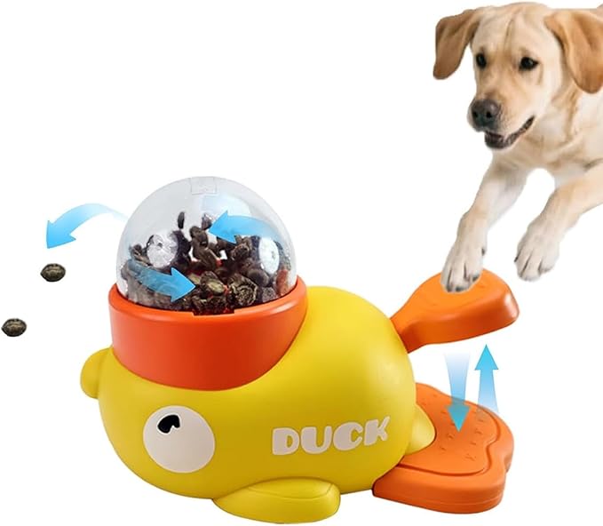 2-in-1 Duck Treat Dispenser for Dogs to Train Problem-Solving Skills,Dog Slow Feeder Puzzle Prevents Bloating,Interactive Treat Dispensing for Medium and Small Cats,Dogs