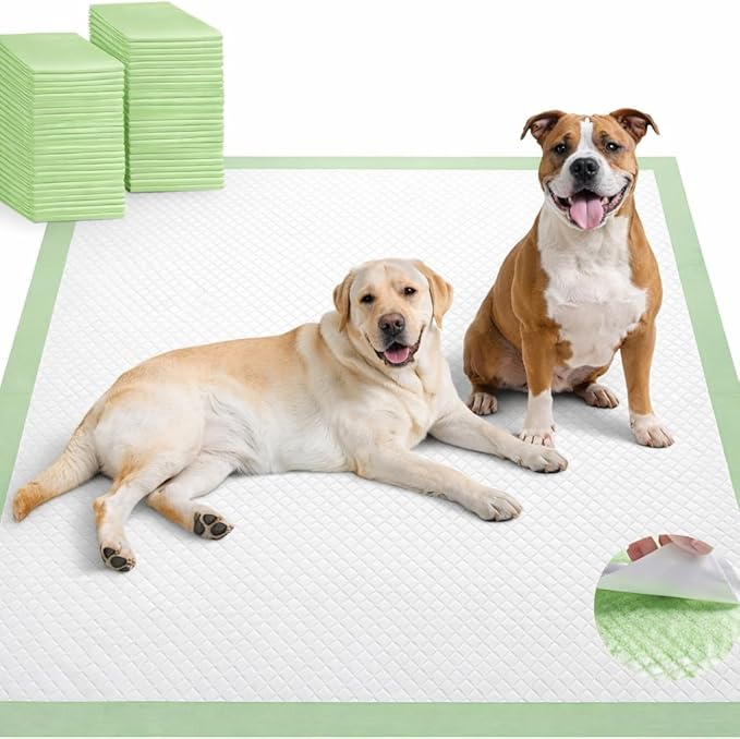 Gimars 4XL 36"x36" Thicken Heavy Absorbency Dog Pee Pad Extra Large- Jumbo Disposable Polymer Quick Dry No Leaking Pee Pads for Dogs, Cats, Rabbits Pets 45 Counts - Green