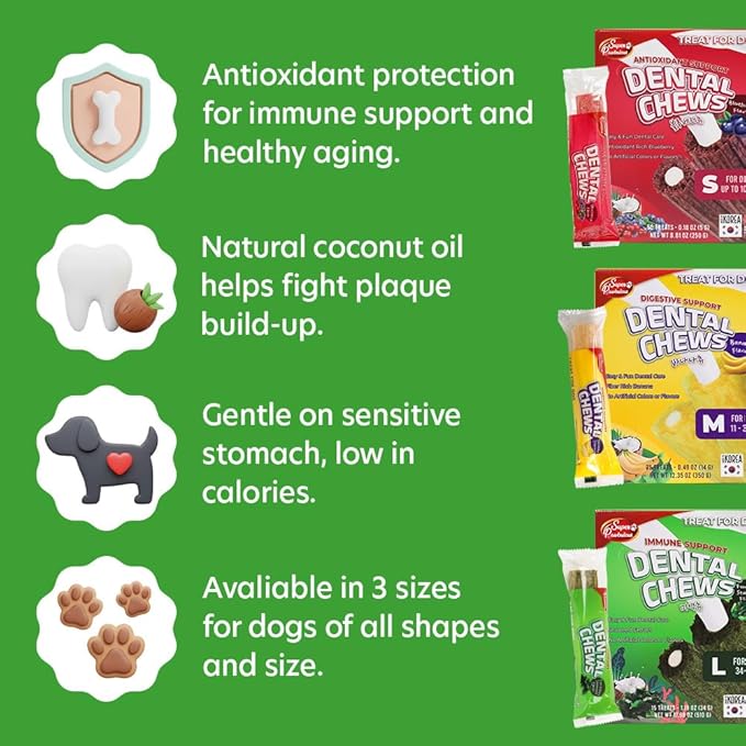 SuperPaw Dental Chews for Dogs - Healthy Dog Dental Treats for Teeth and Gums, Natural Chew Toy Alternative, Teeth & Gum Cleaning - Small, Seaweed, Pack of 1