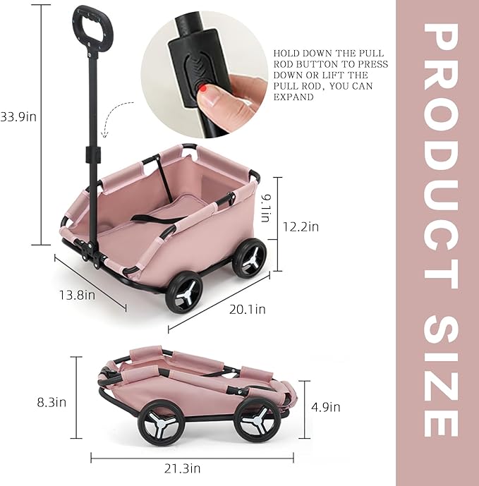 Dog Stroller 4 Wheels Folding Dog Cart Pet Stroller for Travelling Shopping Walking Playing for Small Dogs Cats, Up to 13.2lbs