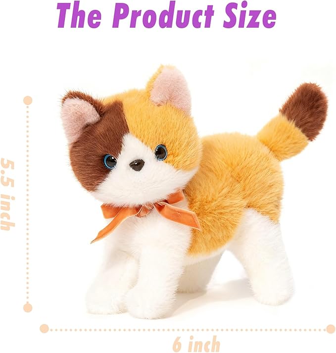 Ditucu Calico Cat Stuffed Animals Cute Soft Kitten Plush Doll Small Kitty Plushies Toys Gifts for Kids 6 inch