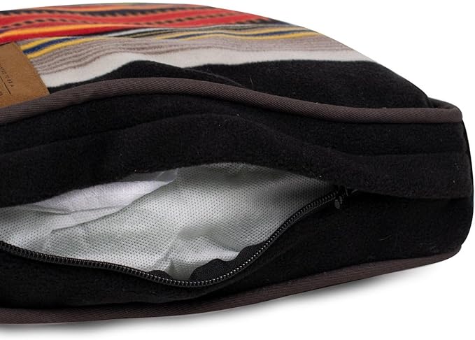 Pendleton Crater Lake National Park Napper Dog Bed – Size Small (28" x 20" x 4") - Washable Fleece Cover, Durable Cotton Canvas Bottom, Blue with Multicolor Stripes
