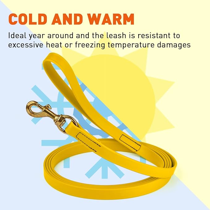 Viper K9 Biothane Working Dog Leash Waterproof Lead for Tracking Training Schutzhund Dog Sport & Search - Odor-Proof Long Line with Solid Brass Snap for Puppy Medium and Large 3/4" x 15ft Lemon Yellow