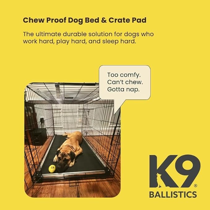 K9 Ballistics Chew Proof Armored Crate Bed 29 x 18 for Small Dogs - Virtually Indestructible Pad, Preassembled, Withstands Aggressive Chewers - Fits 30” Wire Crates, Sandstone