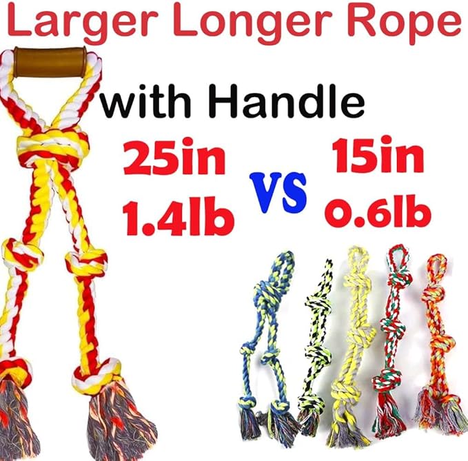 Fejapa Large Dog Rope Toys for Aggressive Chewers - Pitbull Tug of War, Heavy Duty, Outdoor, Medium to Large Breed, Durable Dog Tug Toys with Handle