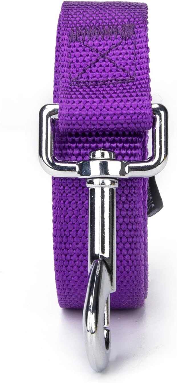 Siumouhoi Strong Durable Nylon Dog Training Leash, 1 Inch Wide Traction Rope, 6 ft 10ft 15ft Long, for Small and Medium Dog (Purple, 15 Feet)