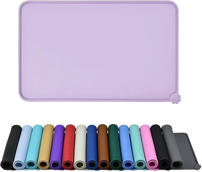 Reopet Waterproof Pet Feeding Mat with High Raised Edges, Heavier and Thicker Placemats for Cat Dog Water Bowl with BPA Free, Dogs Cats Food Mats for Messy Drinkers to Prevent Spill and Protect Floors