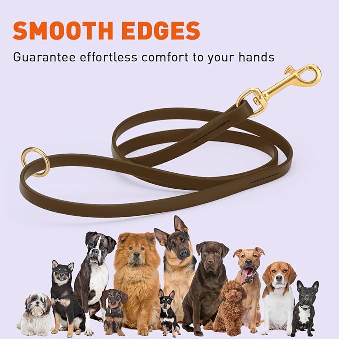 Viper Biothane K9 Working Dog Leash Waterproof Lead for Tracking Training Schutzhund Odor-Proof Long Line with Solid Brass Snap for Puppy Medium and Large Dogs 6ft, Dark Chocolate Brown