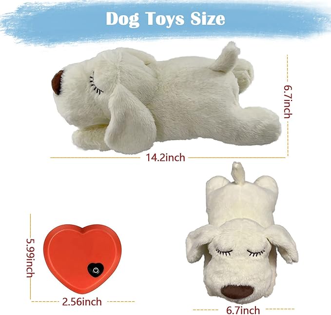 ZALBYUY Heartbeat Puppy Toy, Puppy Sleep Aid Toy, Small Dog Training Toys for Separation Anxiety Relief, Pets Plush Toys for Dogs Cats (White)