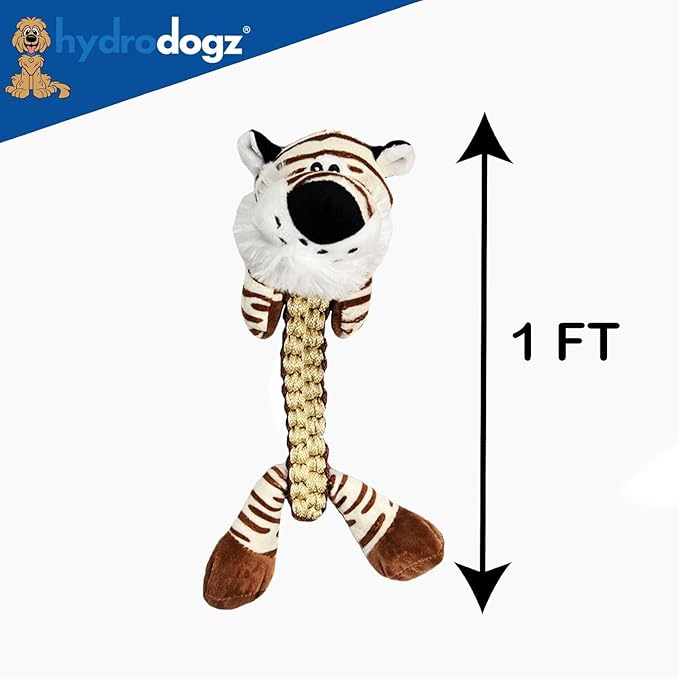 Hydrodogz Zoo Pals Rope Animal Toy for Small Medium and Large Dogs, Interactive Puppy Teething Durable Thick Chew Toys for Aggressive Chewers (Hippo)