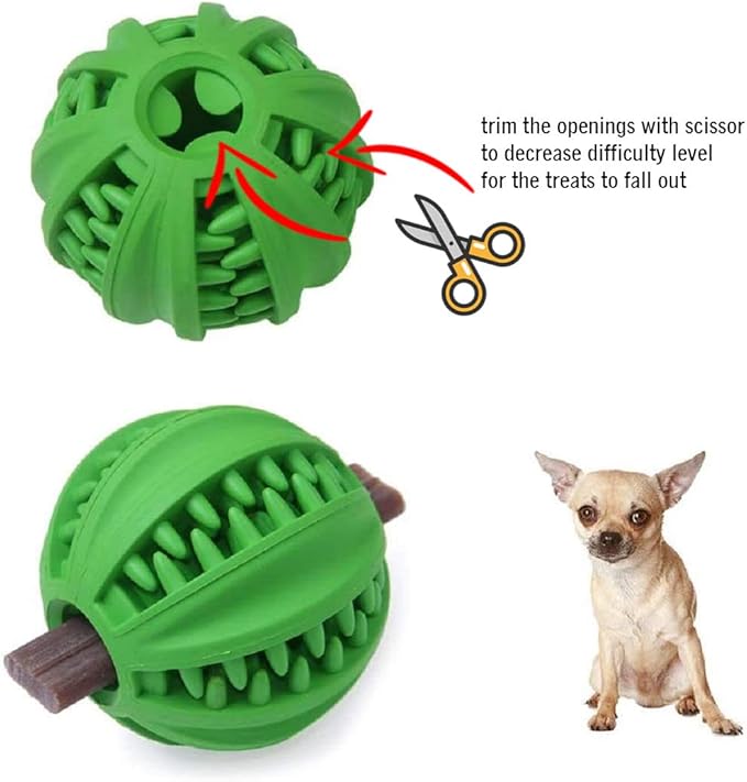 ONTWOPETS Dog Ball Toy - Interactive Dog Enrichment, Mental Stimulation Treat Embedding Rubber Ball Reduce Boredom (2 inches)