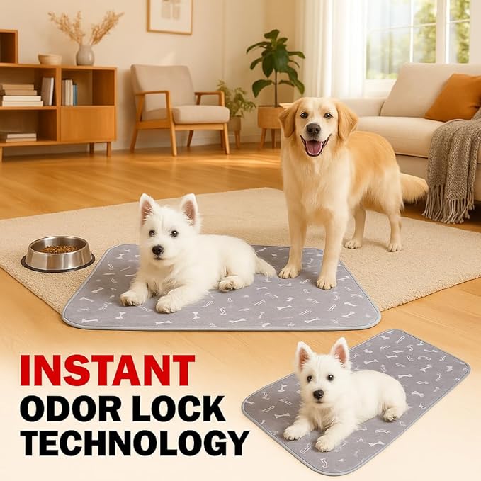 Dog Pads - Dog Pee Pad, Puppy Pads, Washable & Reusable (Beige - Two Pack,XXL 36x55 inches)