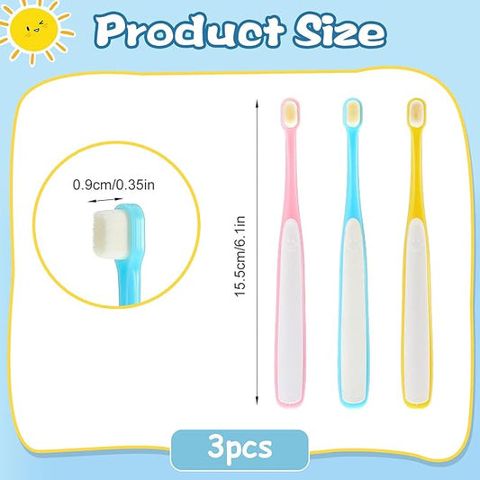 2 Pcs Small Dog Toothbrush: Soft & Mini Head Teeth Brush for Dogs Cat, Doggy Toothbrushes Deep Dental Cleaning, 3pcs Blue Pink Yellow