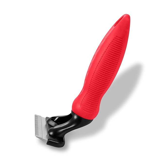 RYAN'S PET SUPPLIES Deshedding Tool, Red, Medium, Professional Dog Grooming Brush for Shedding, Pet Hair Remover, Fur Removal Brush for Medium and Long Pet Hair