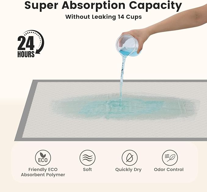 Gardner Pet 5XL Puppy Pads Extra Large, 37"x54" Super Absorbent & Leak-Proof Dog Pads, Nop-Slip Bottom Disposable Potty Training Pee Pads for Dogs Cats, 25 Count Grey