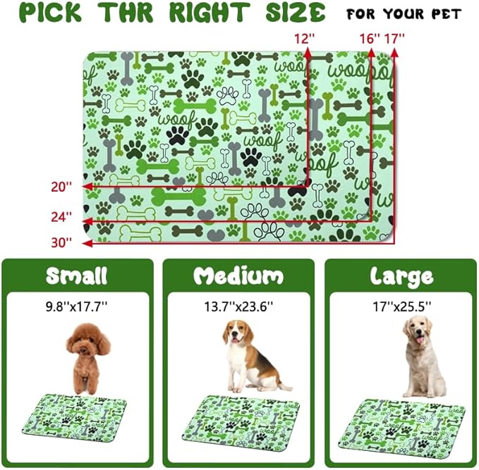Dog Food Mats for Floors Waterproof, Pet Water Bowl Mats Pet Feeding Absorbent Placemats Green 24 * 32 inch
