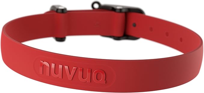 Waterproof Dog Collar - Durable, Comfortable and Adjustable Outdoor Dog Collar with Wear Resistant Buckle and ID Tag Ring for Small Dogs by Nuvuq (Red, Small)