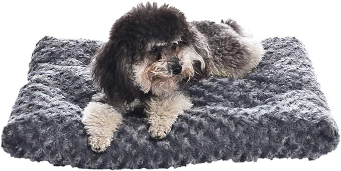 Amazon Basics Cat and Dog Bed and Crate Pad, Machine Washable, Indoor, 23 x 18 x 2.5 inches, Gray