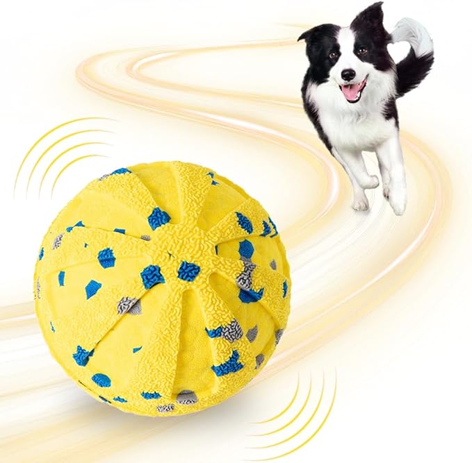 anykill 2025 Upgraded Smart Interactive Vibrating Dog Ball Toy, Durable Dog Ball with Automatic Moving, Waterproof Smart Electric Bouncing Balls, Automatic Dog Toy Dogs (Yellow)