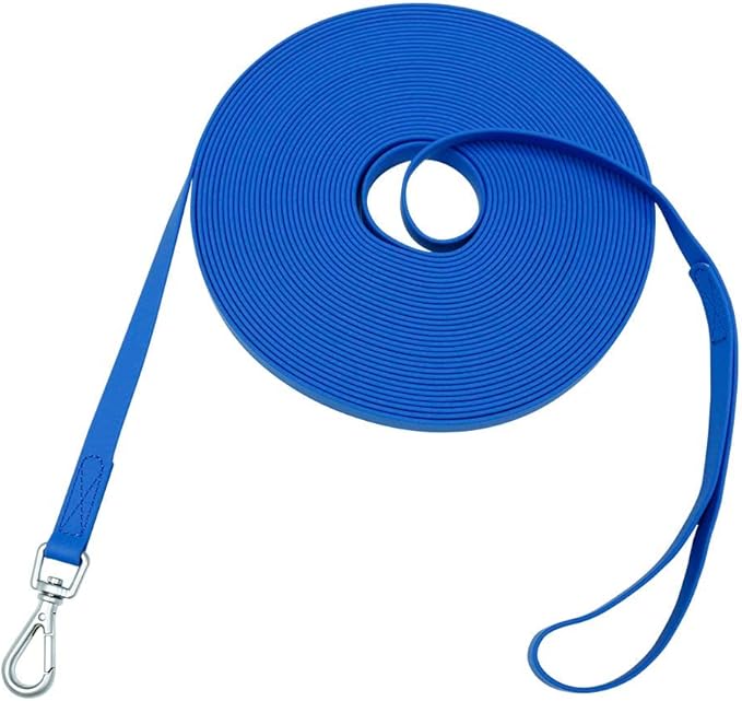Waterproof Dog Training Leash 50FT 30FT 15FT 10FT 5FT Heavy Duty Recall Long Lead for Large Medium Small Dogs (50FT, Blue)