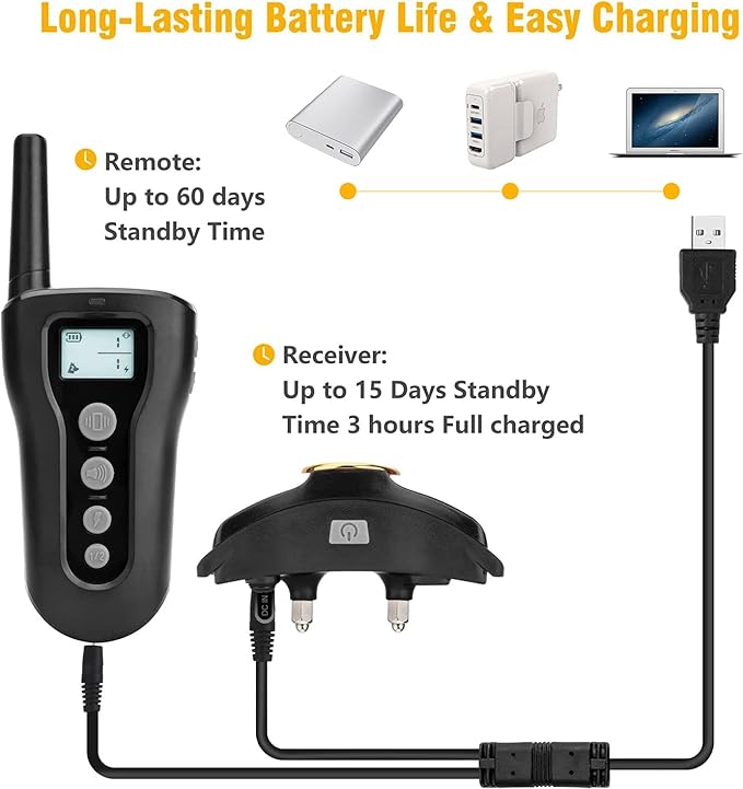 Bousnic Dog Training Collar 2 Dogs Upgraded 1000ft Remote Rechargeable Waterproof Electric Shock Collar with Beep Vibration Shock for Small Medium Large Dogs (15lbs - 120lbs)