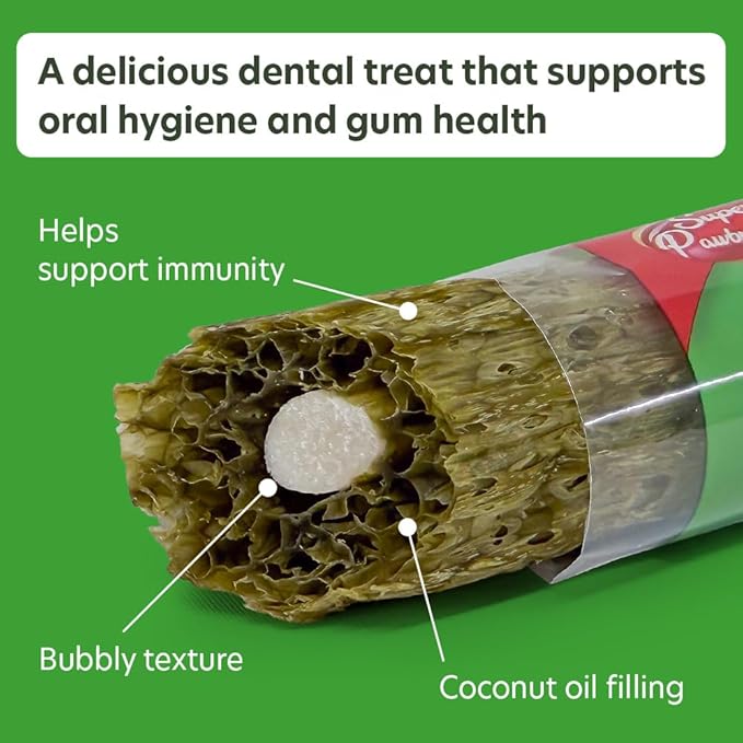 SuperPaw Dental Chews for Dogs - Healthy Dog Dental Treats for Teeth and Gums, Natural Chew Toy Alternative, Teeth & Gum Cleaning - Small, Seaweed, Pack of 1