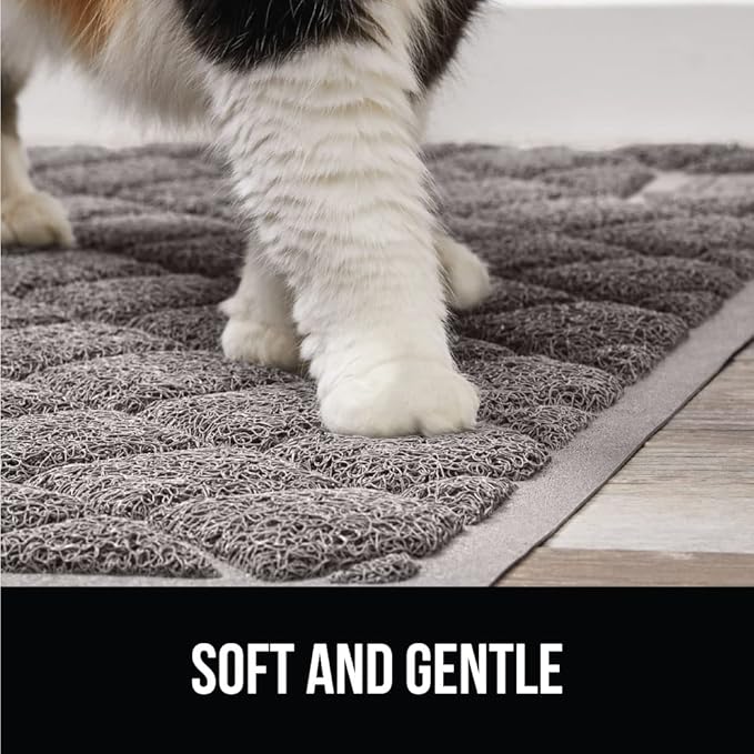 GORILLA GRIP Cat Litter Box Mat, Water Resistant, US Designed Kitty Litter Trapping Mats, Easy to Clean, Scatter Control, Less Mess and Clean Floors, Kitten Supplies for Indoor Cats, 30x20 Gray