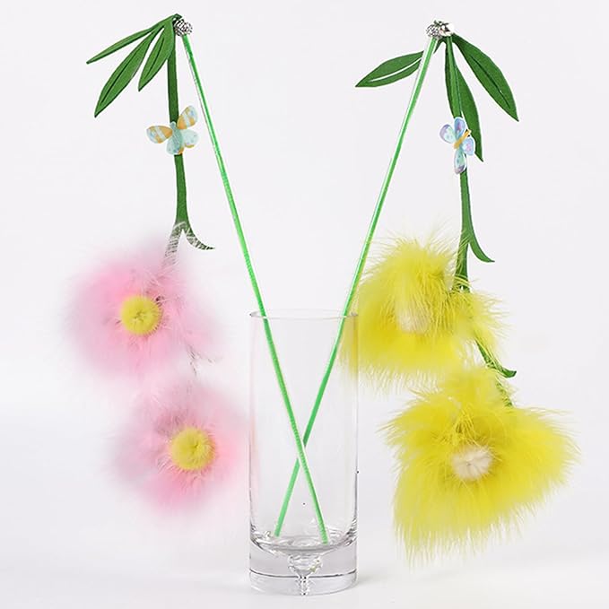 Cat Toy,Lovely Cat Toy Funny Simulation Fish Feather with Bells Funny Exercise Teaser Stick Toy for Kitten with Feather