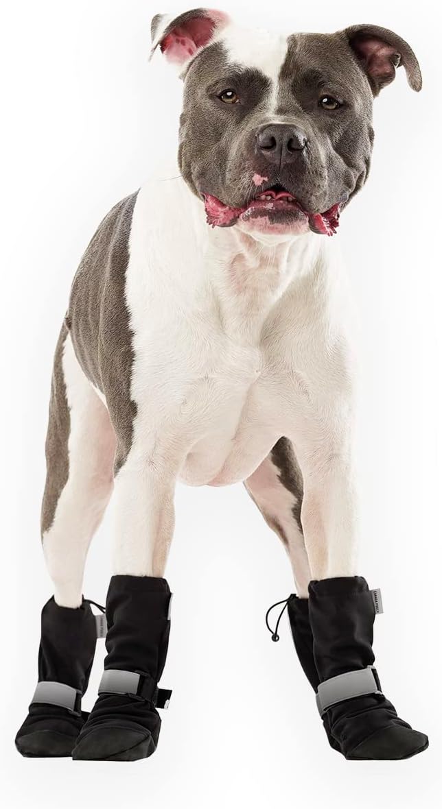 Canada Pooch Dog Winter Boots - Paw Protection, Anti-Slip Dog Shoes with Reflective Strap, Easy On for Small Medium Large Dog Booties - Black, Size 4