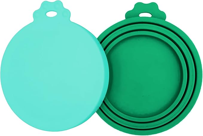 PWOD 2 Pack Pet Food Can Covers, Silicone Universal Can Lids for Dog & Cat Food, BPA Free, One Fit Most Standard Size Food Cans Teal/Dark Green