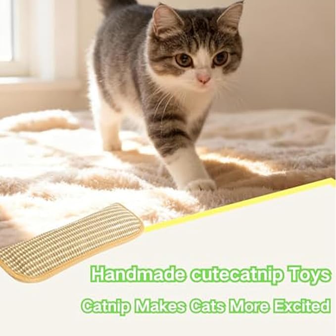 Clawvia Cat Toy, Interactive Catnip Chew Toy, Durable 12 Inches Catnip Kicker Soft Sisal Pillow with Organic Catnip for Kittens and Adult Cats for Indoor Scratching, Chewing & Teething (2)
