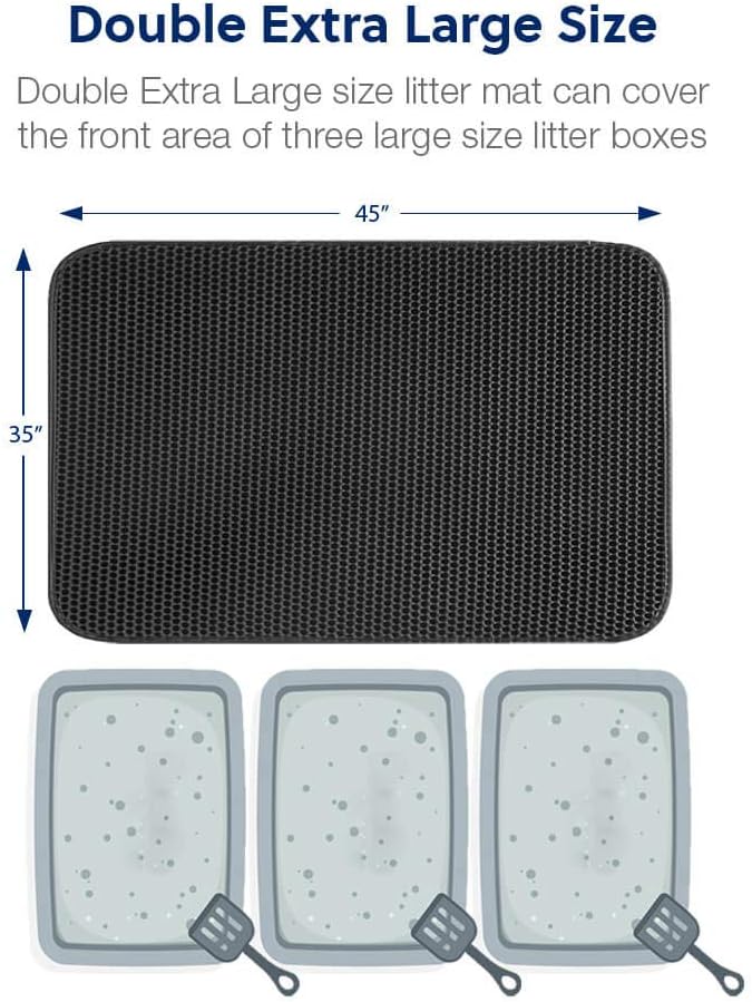 WePet Cat Litter Mat, Kitty Litter Trapping Mat, Honeycomb Double Layer Mats, No Phthalate, Urine Waterproof, Easy Clean, Scatter Control, Catcher Litter Tray Box Rug Carpet