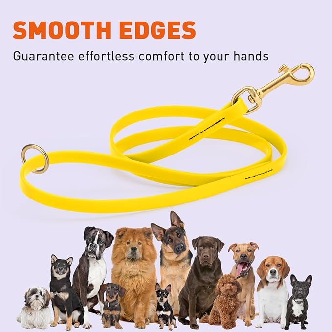 Viper Biothane K9 Working Dog Leash Waterproof Lead for Tracking Training Schutzhund Odor-Proof Long Line with Solid Brass Snap for Puppy Medium and Large Dogs 4ft, Lemon Yellow