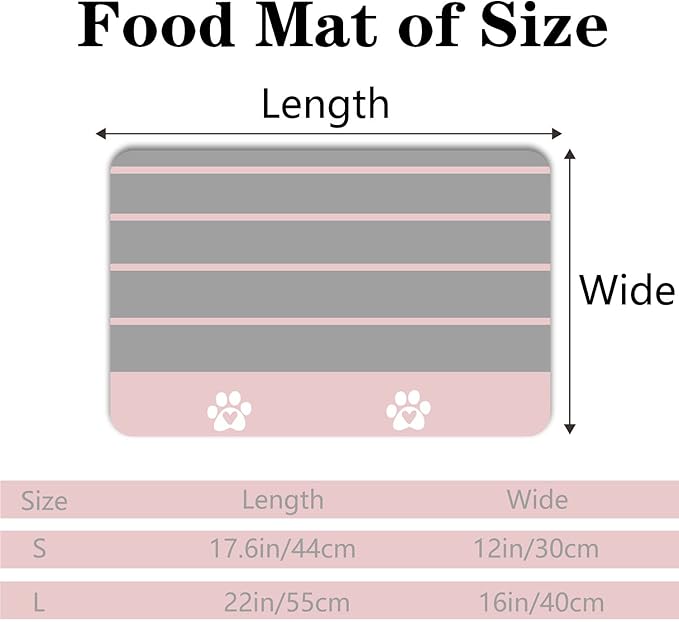 Personalized Dog/Cat Food Mat - Non-Slip, Waterproof, Custom Pet Mat (Stripe)