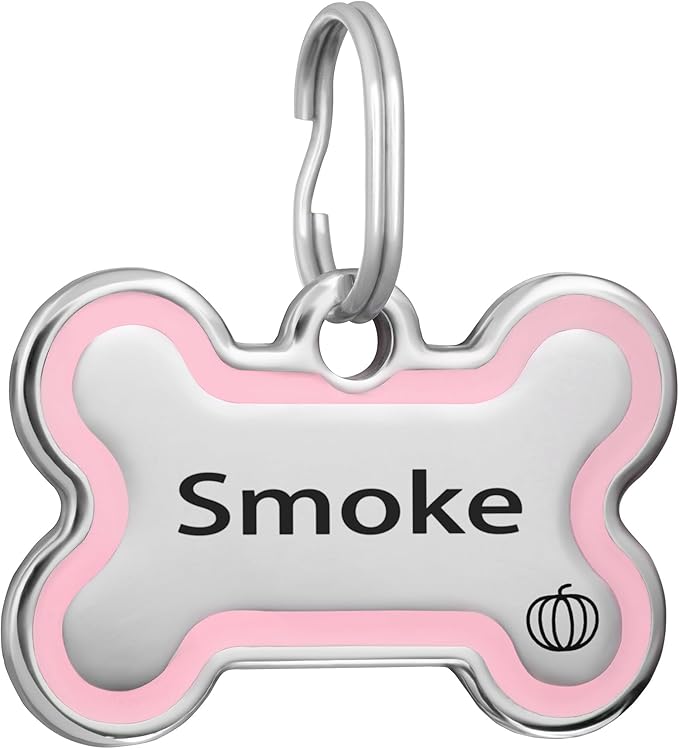 CoolDogs Stainless Steel Enamel Pet ID Tags for Dogs and Cats, Personalized Dog Tags,Cat Tags,Custom Engraved Dog Name Tag,Cat Name Tag with up to 5 Lines of Text on Both Sides (Pink, Large)