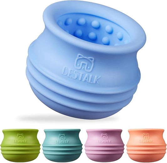 Dog Enrichment Treat Toy, Long-Lasting Wobbly Interactive Freeze Lick Toys for Dogs, Stuffable Puzzle Feeder Toy for Boredom, Silicone Treat Dispensing Chew Toy (Baby Blue,S)