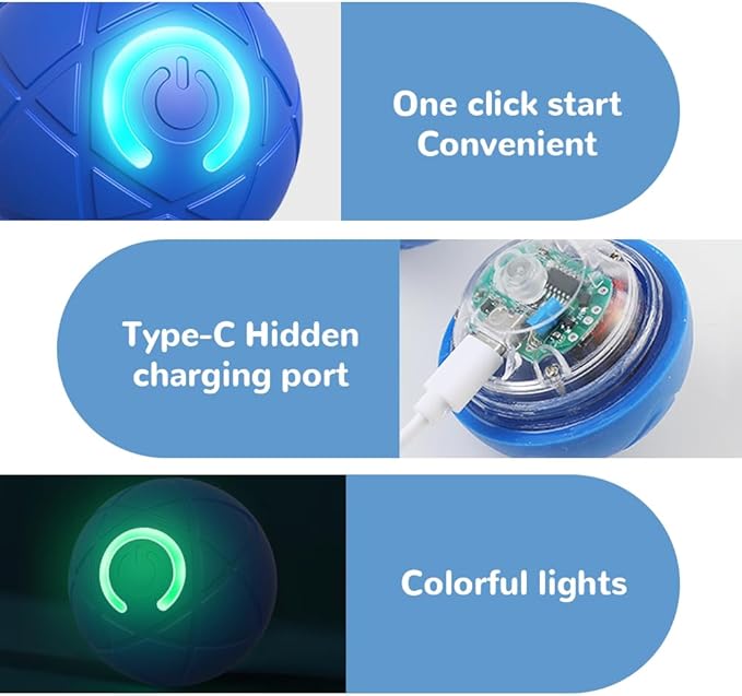 Interactive Dog Toys for Small Dogs, 2026 New Automatic Rolling Ball for Dog, Self Moving Jumping Automatic Moving Rotating Electric Ball for Pets Indoor Outdoor Fun (Blue)