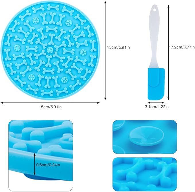 MooonGem Dog Lick Pad, Pet Bathing Grooming Distraction Wall Mounted Silicone Slow Feeder Mat with Strong Suction, 2 Pack